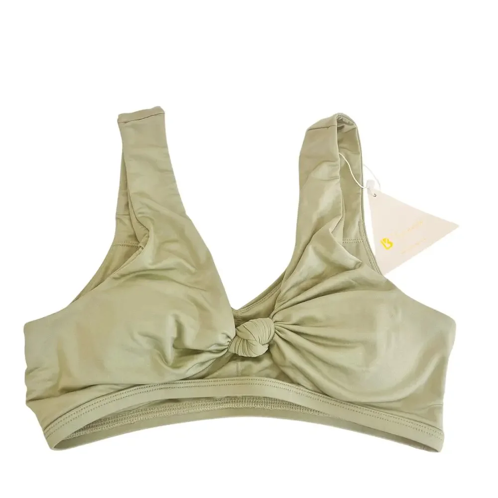 Buffbunny Green Knotted Front Bikini Top Size S Small NWT